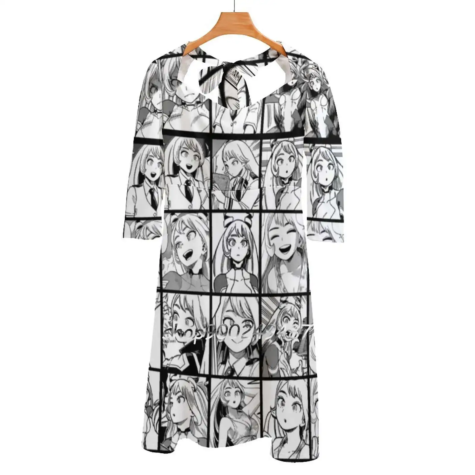 

Nejire Hadou коллаж (черно-белая версия)-милое элегантное платье для женщин Корейский кавайный квадратный воротник платье Tamaki Amajiki