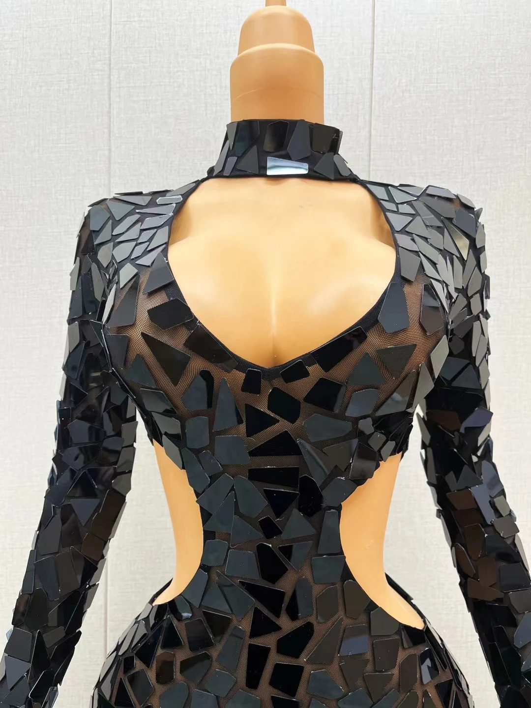 Блестящие черные блестки вечернее сетчатое длинное платье женское для дня