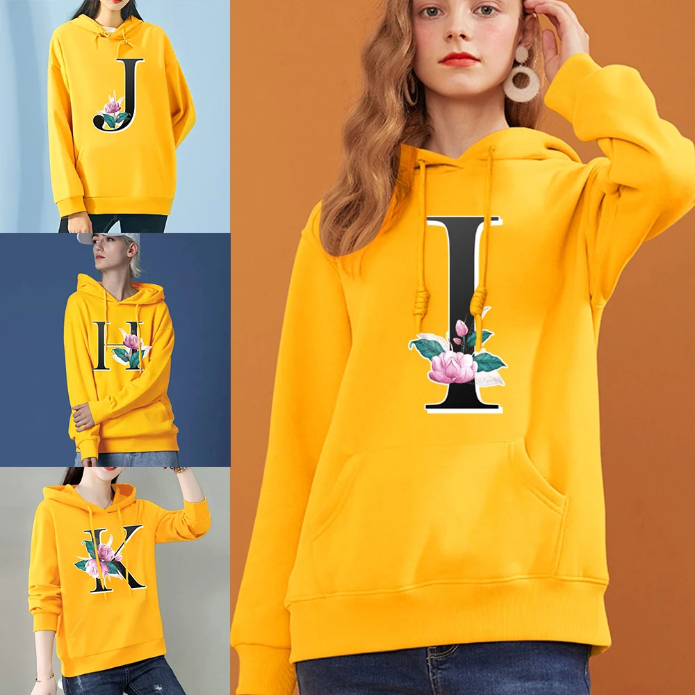

Women Couple Hoodies Sweatshirt Sports 26 Letter Print Long Sleeve Sweatshirt Casual Loose Pullover Teenagers Streetwear Jumper