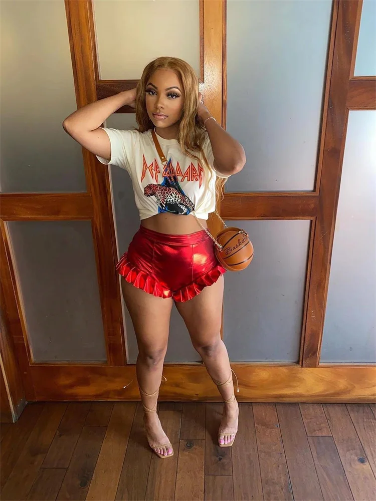 

Летние пикантные шорты с оборками, модные дизайнерские короткие брюки y2k, уличная одежда, повседневные Клубные эластичные шорты с высокой талией, оптовая продажа, 2023