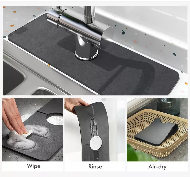 

Free Shiping Kitchen Sink Splash Mat, Sink Faucet Splash Catcher Guard Countertop Water Absorbent Mat For Kitchen Bathroom