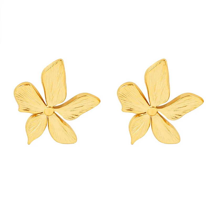 

Trendy Metal Flower Stud Earrings Vintage Korean Fashion Charm Jewelry Hot Statement Earring for Women Gifts Wholesale