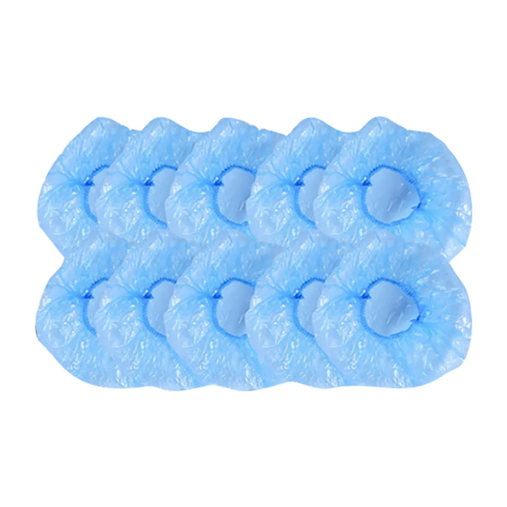 

10PCS Plastic Waterproof Disposable Shower Cap Transparent Color Shower Hat Hotel For Travel Home One Time Bathroom Products