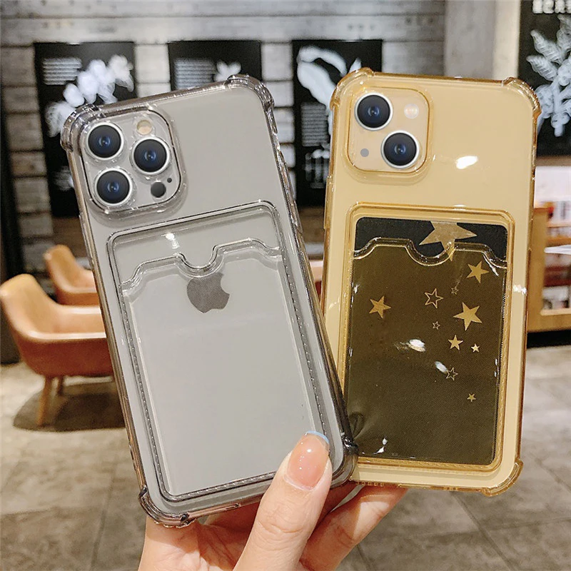 

Shockproof Silicone Phone Case For iPhone 13 12 11 Pro Xs Max Lens Protection on iPhone SE X Xr 6s 7 8 Plus Card Case Back Cover