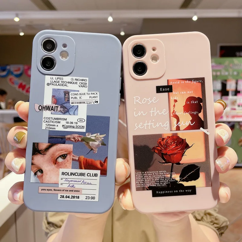 

PUNQZY All-Inclusive Drop Protection Illustration Girl Case For iphone 11 12MINI 13 PRO MAX 7 8 6 Plus XR XS Summer Candy Cover