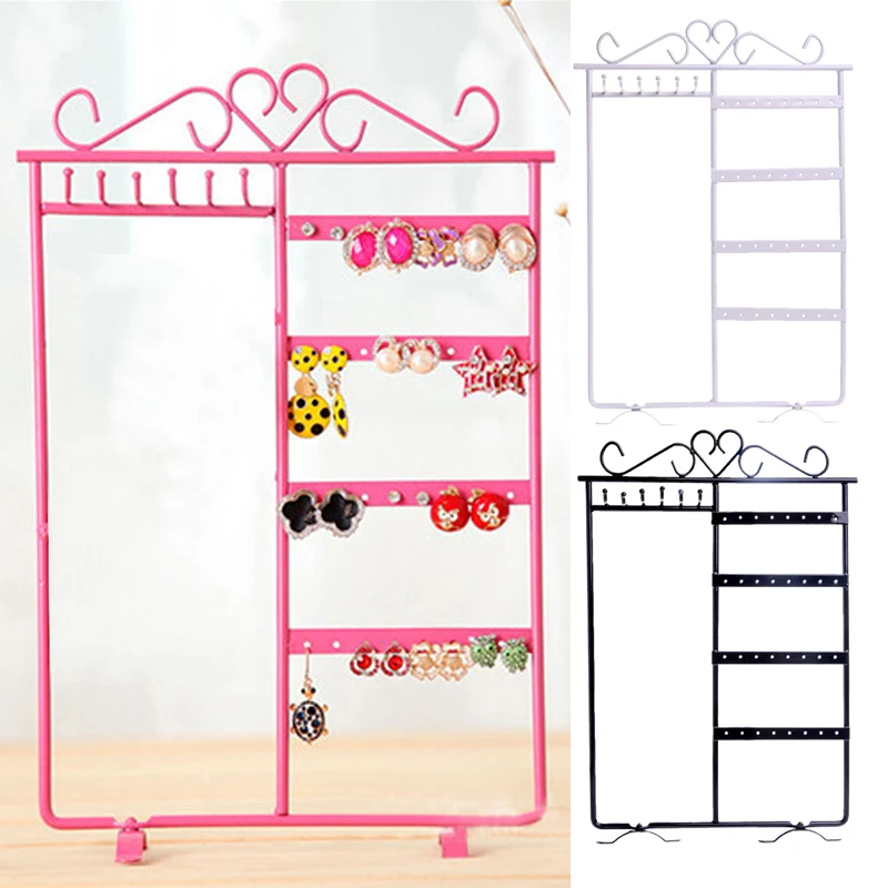 

E15E 32 Hole Earrings Necklace Ear Studs Jewelry Display Rack Metal Stand Holder Base