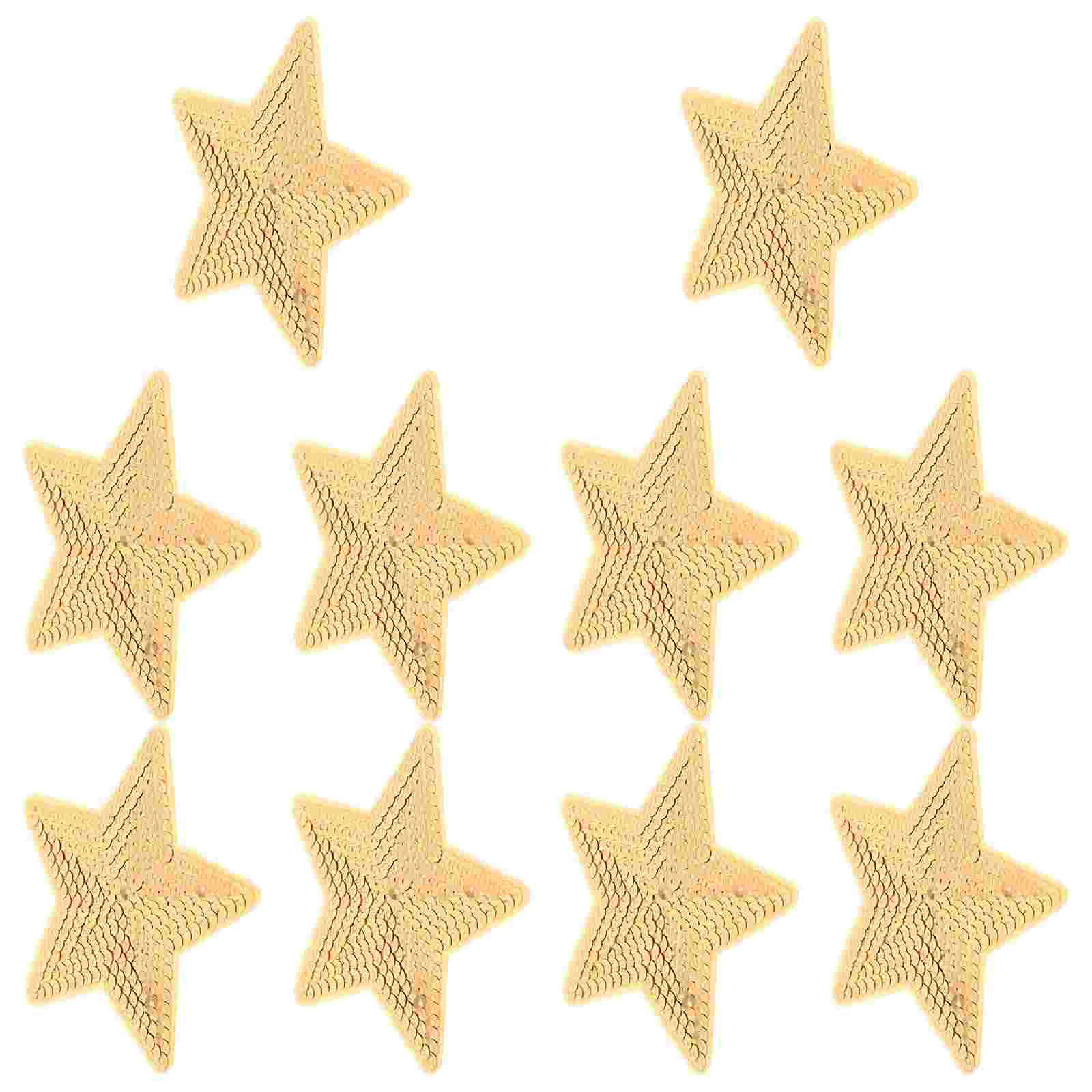 10 PC Star Shaped Diamond Clothes Stick Italian Charm Bracelet Patches for Sewing Embroidered Gold Trim