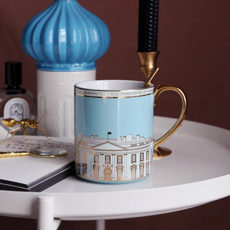 

Ceramic Tea Mugs With 304 SUS Spoon Breakfast Milk Coffee Cup Drinkware Kitchen Drinking Utensils Wedding Gift Eco-Friendly