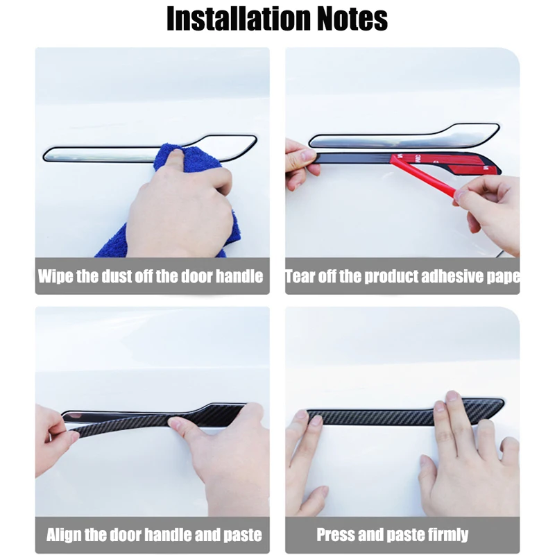 Наклейка на дверную ручку автомобиля Tesla Model Y 3 протектор краски из углеродного