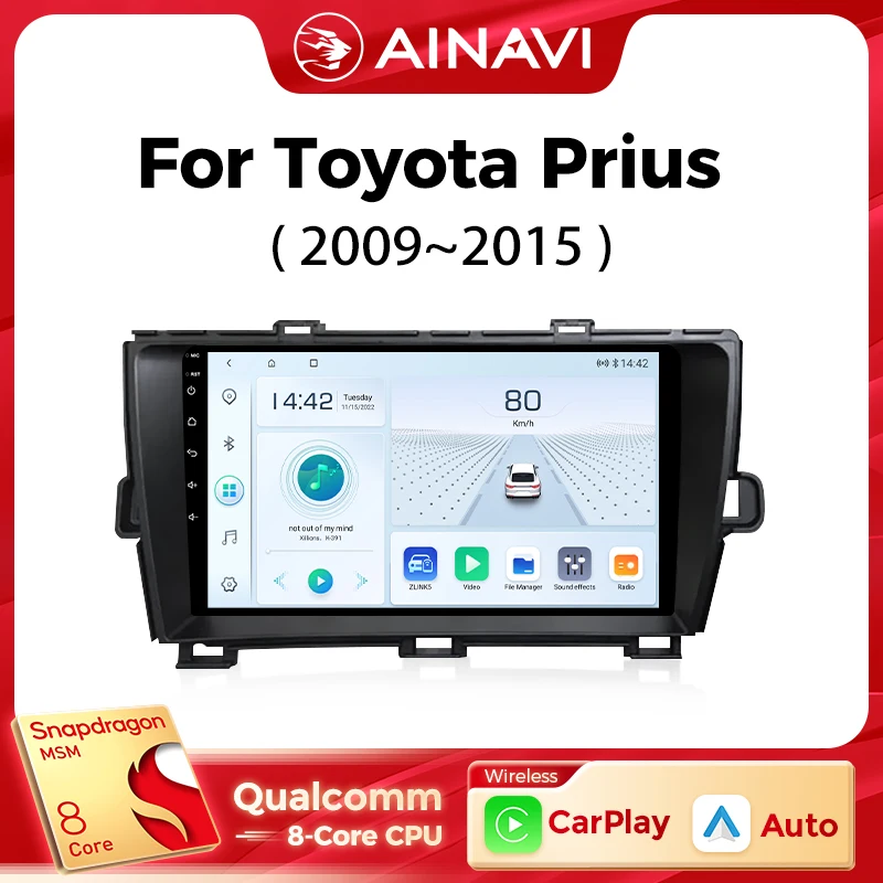 Автомобильный мультимедийный плеер Ainavi для Toyota Prius XW30 мультимедиа 2009-2015 стерео