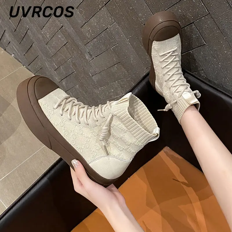 

Женские зимние ботинки, эластичные носки на одной подошве, короткие универсальные модные ботильоны на весну и осень, лидер продаж 2022 года