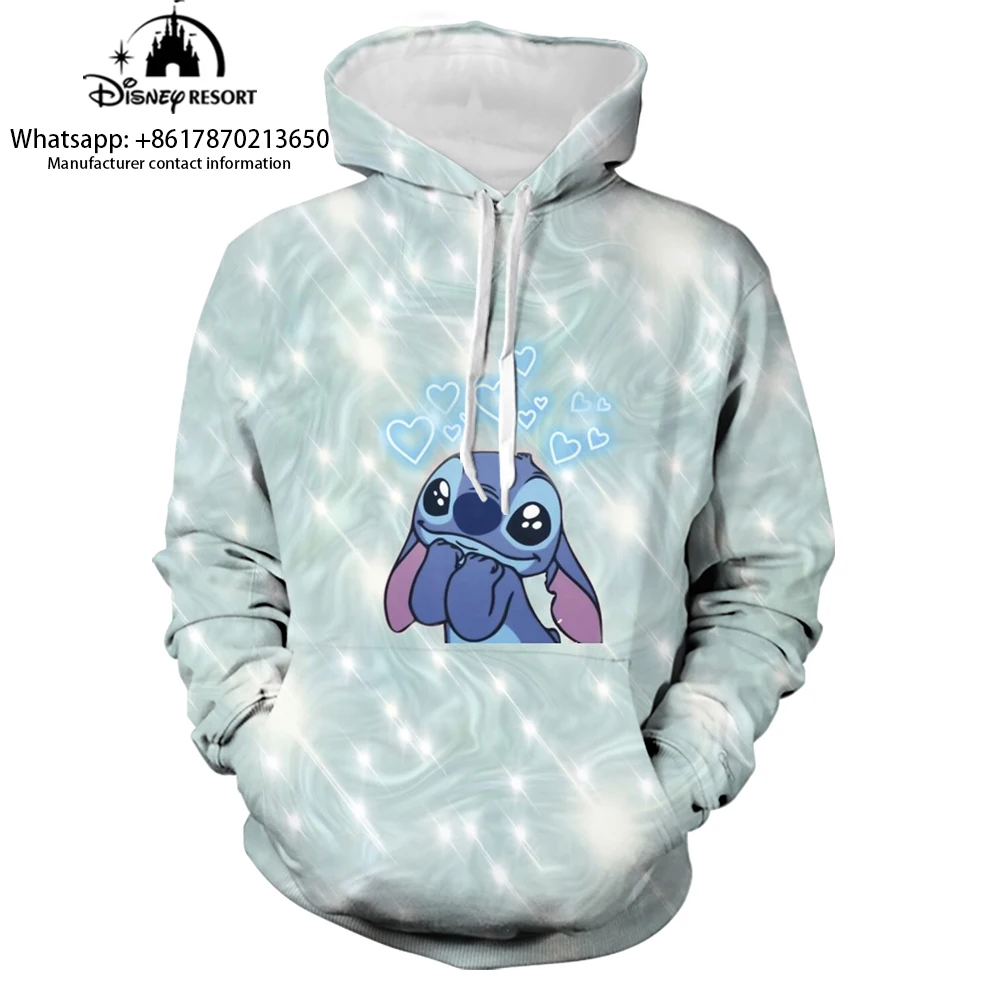

New Stitch Print Hoodie Ladies Fashion Street Sweatshirt Ladies Loose Casual Hoodie Kids Disney Cosplay Hoodie