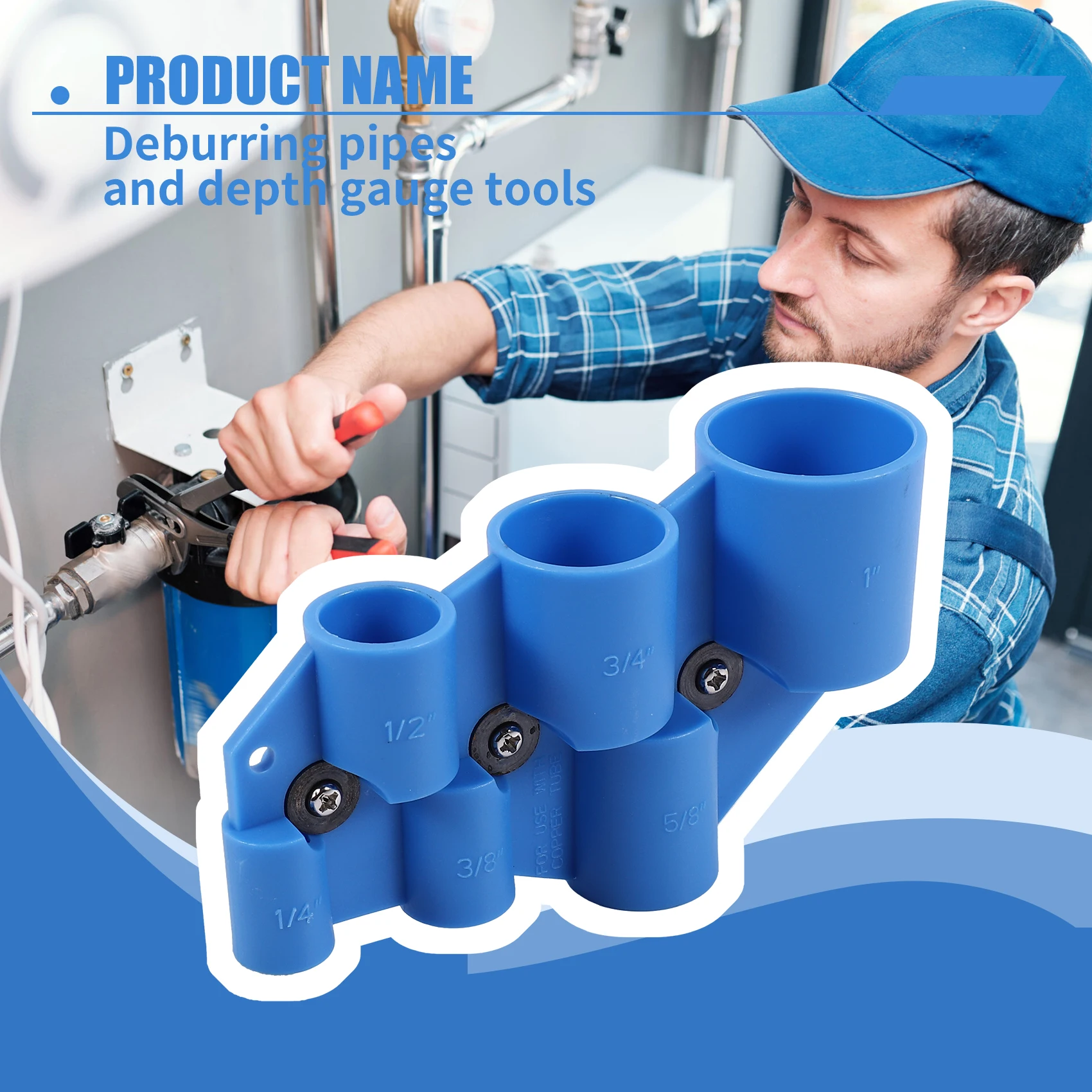 Полноразмерный инструмент для снятия заусенцев с труб 1/4-1 дюйма и глубиномер из