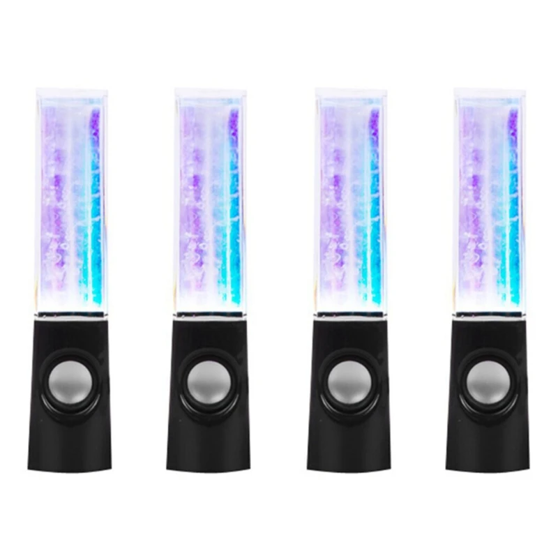 

4PCS LED Light Speakers Dancing Water Music Fountain Light For PC Laptop For Phone Portable Desk Stereo Speaker Black