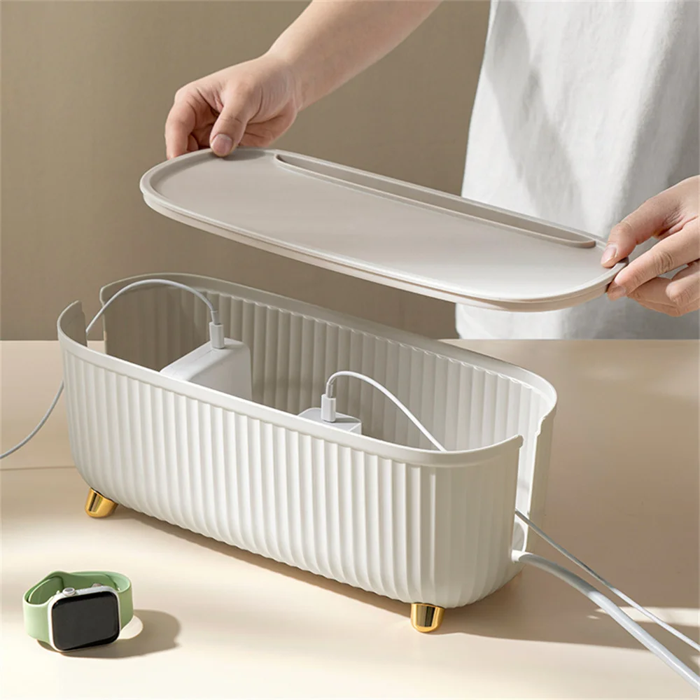 

Power Strip Cord Organizer Organized Efficient Versatile Cord Box Multi-functional Plastic Socket Storage Container For Chargers