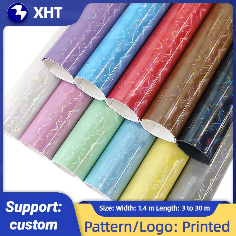 

30*135CM Holographic Gloss Leather Sheets PU Leather Fabric for Handbags Wedding Earring Home Decoration DIY 0.7mm