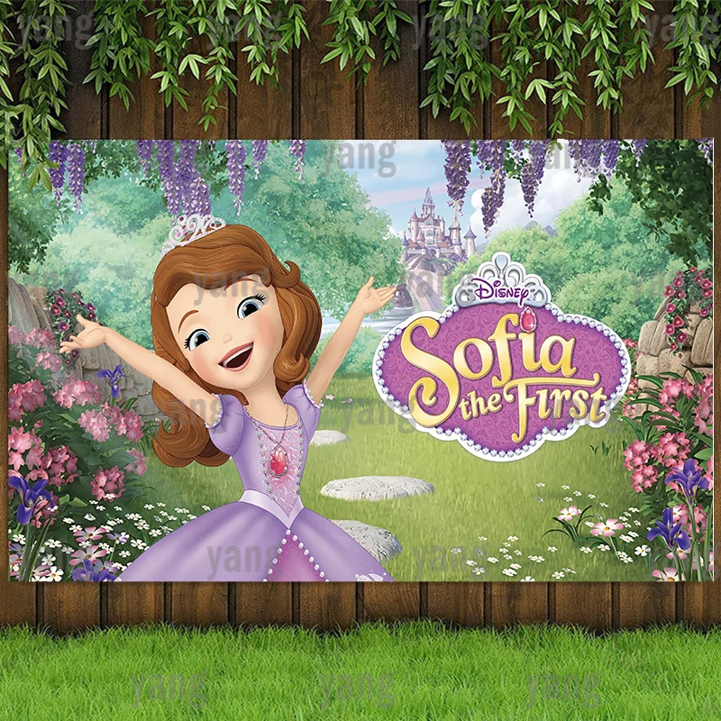 

Disney Sofia Cute Princess Purple Dress Garden Park Coloful Flower Backdrop Girls Birthday Party Background Baby Shower Banner