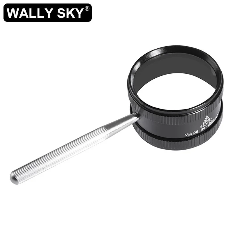 

Handheld Magnifier Cylindrical High Power 35X Magnifying Glass Antique Jewelry Amber Identification Metal Frame Magnifier