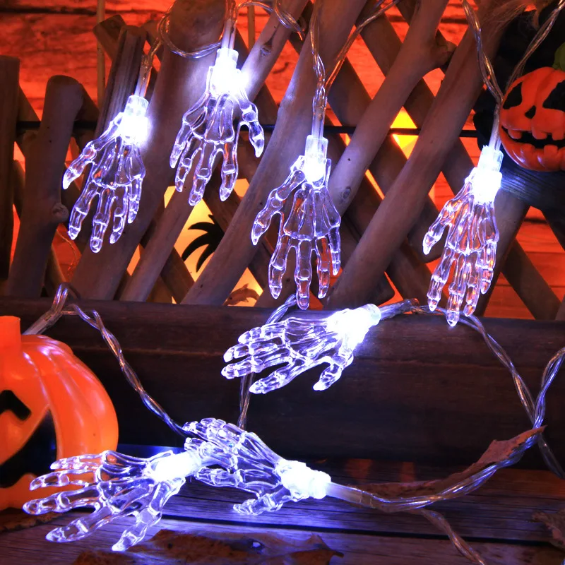 

Halloween Lights Led Skeleton Hand String Light Haunted House Atmosphere Decoration Light String Battery Box Operated