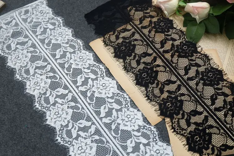 Изысканные бело-черные ресницы 3 метра Кружева Сделай Сам одежда юбка удлиненный