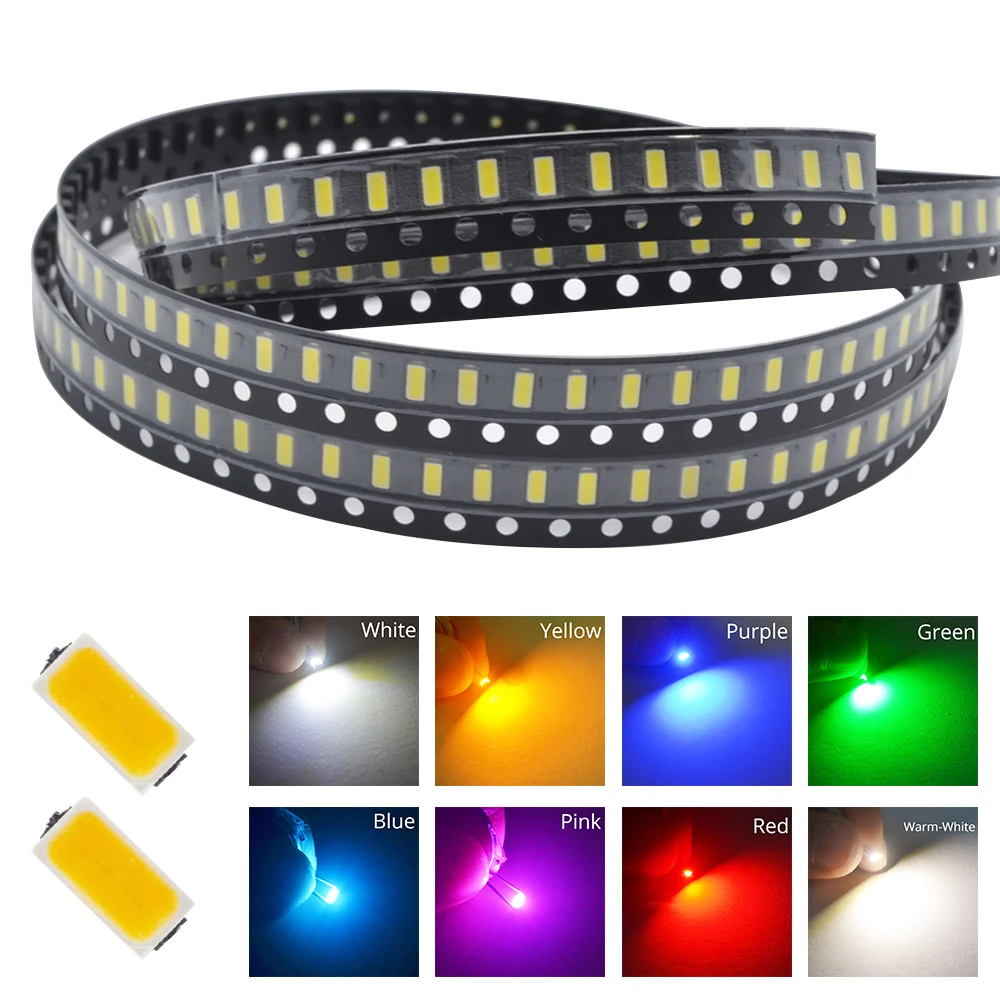 100 шт. SMD SMT СВЕТОДИОДНЫЙ Chips 3014, белые, красные, зеленые, синие, желтые фонарики 10-12 лм, Лампа 6000-6500K, 1,8 ~ 3,4 в, 20 мА, светоизлучающие диоды