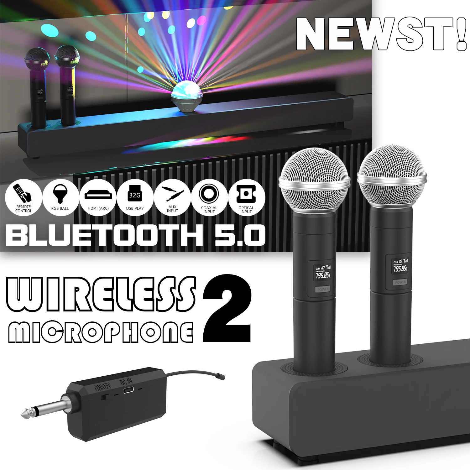 

BS-18F Wireless Bluetooth Speaker Echo Wall LED Light Subwoofer Speaker Computer TV Desktop Home Theater K Song Speaker With MIC