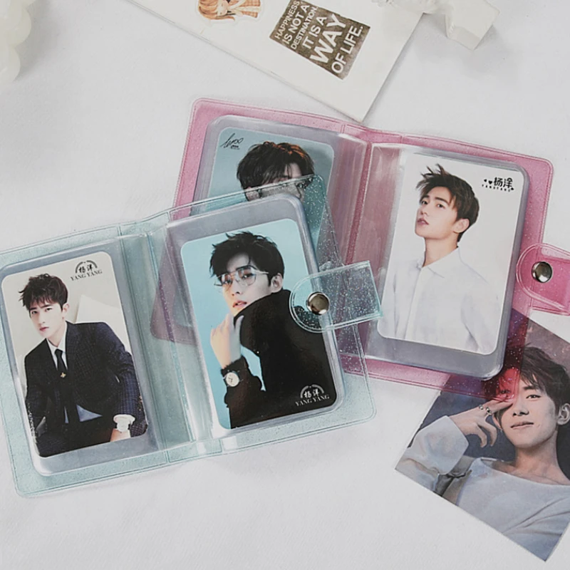 

Shinny Photo Card Album Clear Mini Photocard Holder with Button Name Card Instax Album Idol Kpop Card Album Book Album De Fotos