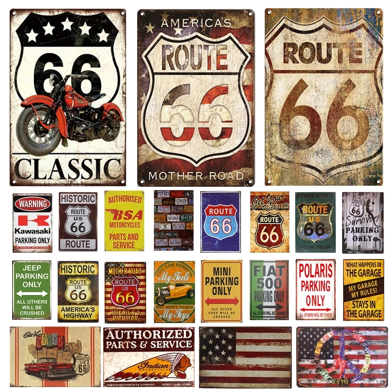 

Route 66 Metal Signs Shabby Chic Metal Plates For Wall Home Craft Cafe Bar Garage Decoration Retro Poster