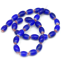 1strand oval shape 9x5mm 12x8mm 15x10mm flower patterns blue millefiori glass loose beads for diy crafts jewelry making findings
