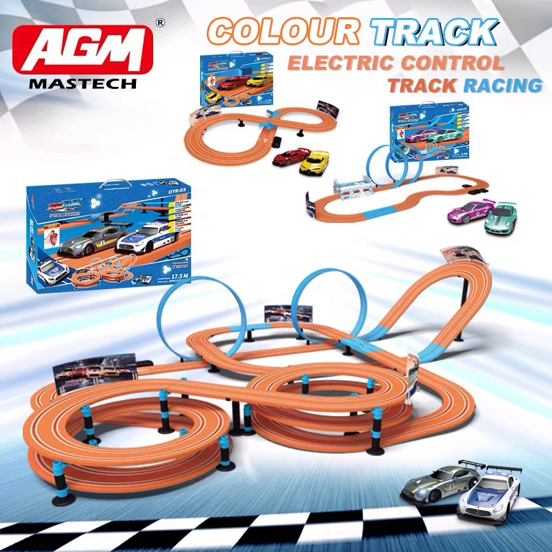 

AGM DTR Electric Rail Car Double Remote Control Car Racing Track Toy Autorama Circuit Voiture Electric Railway Slot Race Car Kid