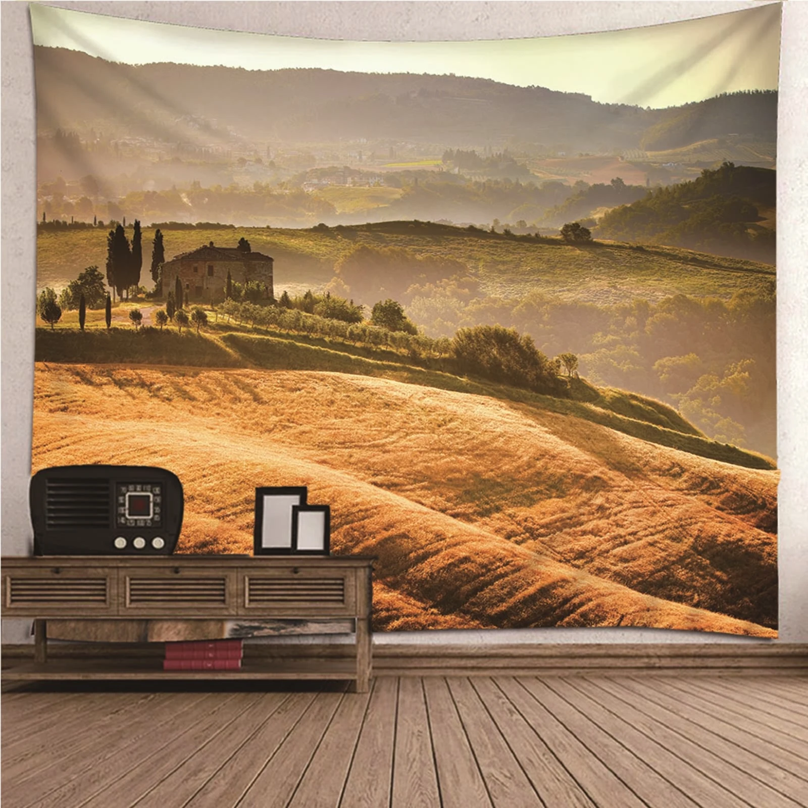 

Wall Fabric Decor Polyester Tapestry natural scenery Cabin on the Mountain Wall Hanging Blanket Dorm Art Decor Covering