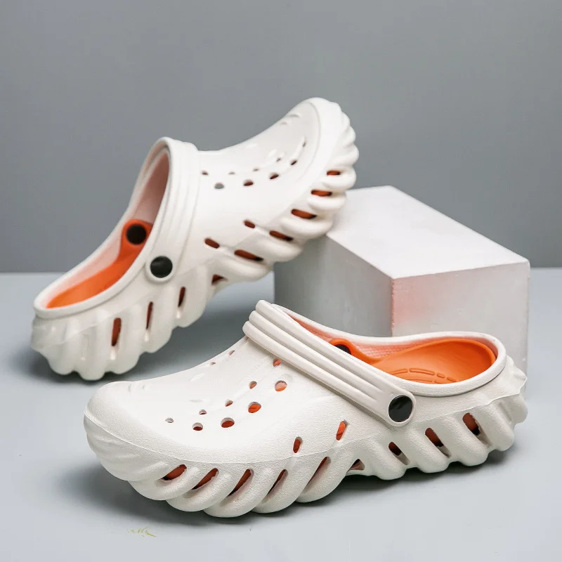 

Croc men's slippers summer new sandals outside wear non-slip wear-resistant Baotou slippers soft soled beach shoes