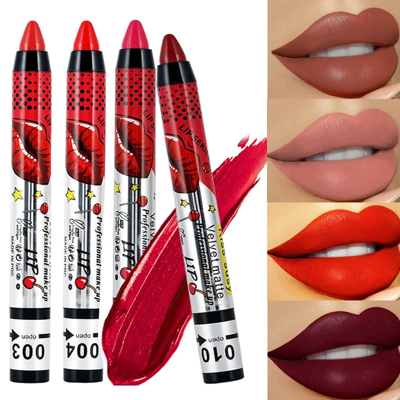 Three Scouts Velvet Matte Lipsticks 12 Colors Waterproof Long Lasting Non-sticky Sexy Red Lipstick Makeup Cosmetics