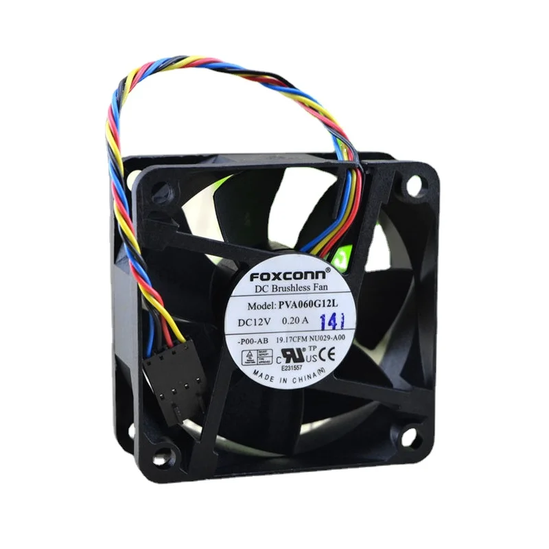 

SSEA New Fan FOXCONN PVA060G12L 12V 0.20A 6CM 6025 PWM Temperature Control 4-wire Fan Cooling Fan 60*60*25MM