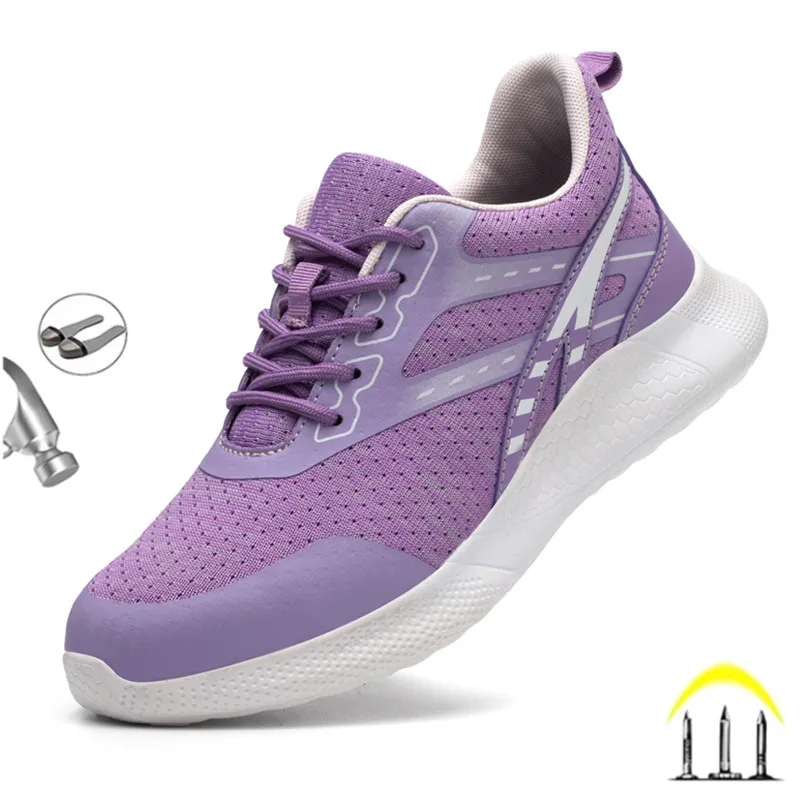Latest 2023 Women's Shoes Indestructible Steel Toe Cap Safety Work Shoes Sneakers Lightweight Anti Smashing Female Footwear
