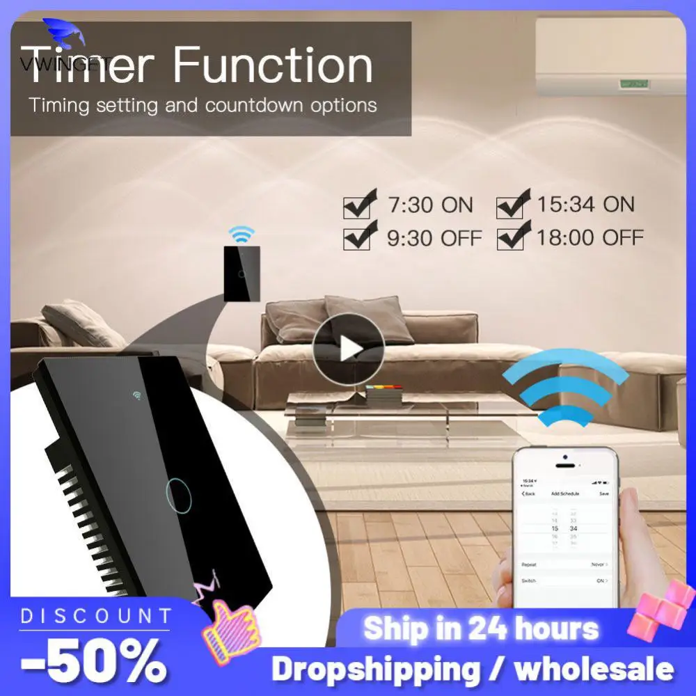 

Smart Touch Switch Wi-fi 2.4ghz Voice Control Tuya Light Switches Neutral Wire Required Backlight Timer 10a Smart Life App