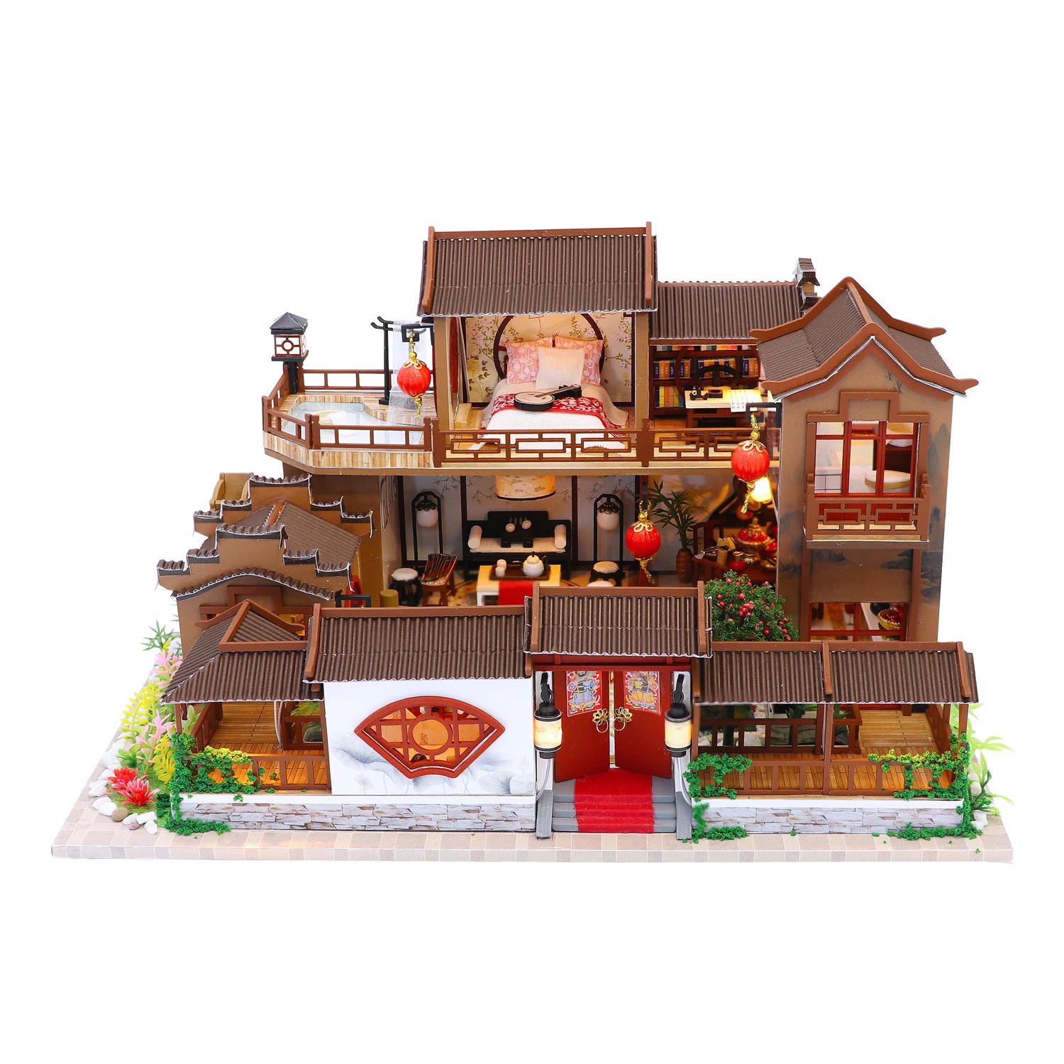 

Manual Doll House 3D Wooden Jigsaw Puzzle Handmade Mini House Da Tang Architecture Model Handwork Micro Splendid Family Building