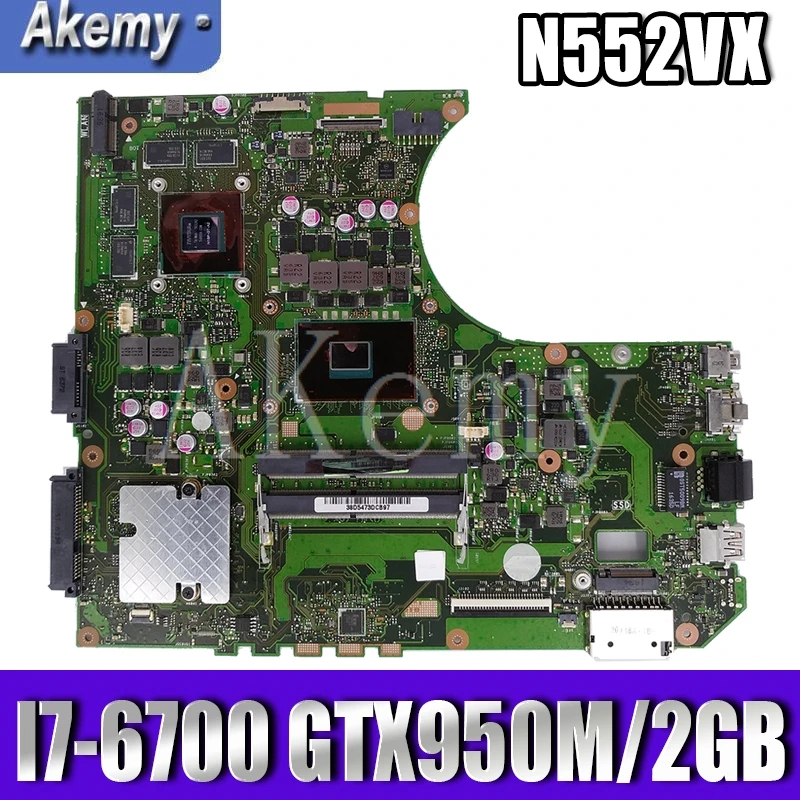 

N552VW N552VX Laptop motherboard W/ I7-6700HQ GTX950M-2GB For Asus VivoBook Pro N552VW N552VX N552V original mainboard HM170