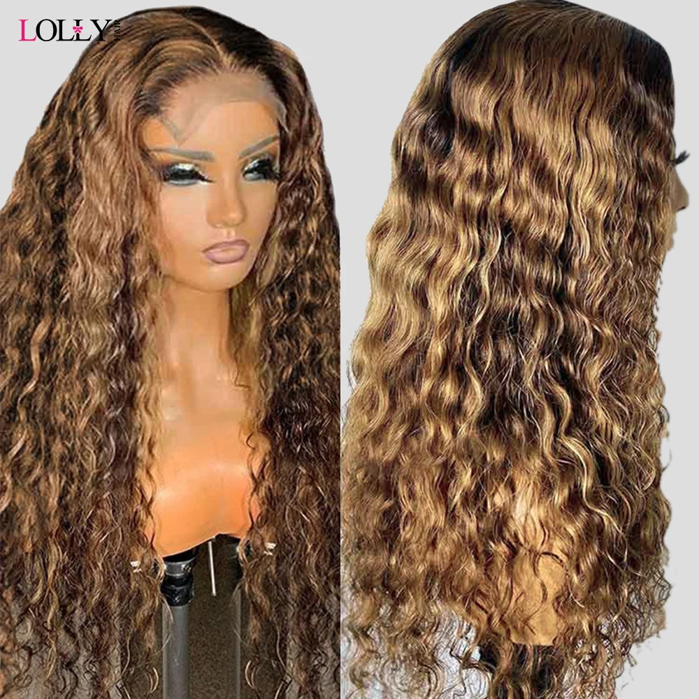 Водная волна Синтетические волосы на кружеве парик Выделите человеческих волос