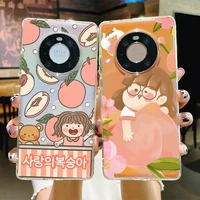 peach strawberry phone case for samsung s20 ultra s30 for redmi 8 for xiaomi note10 for huawei y6 y5 cover