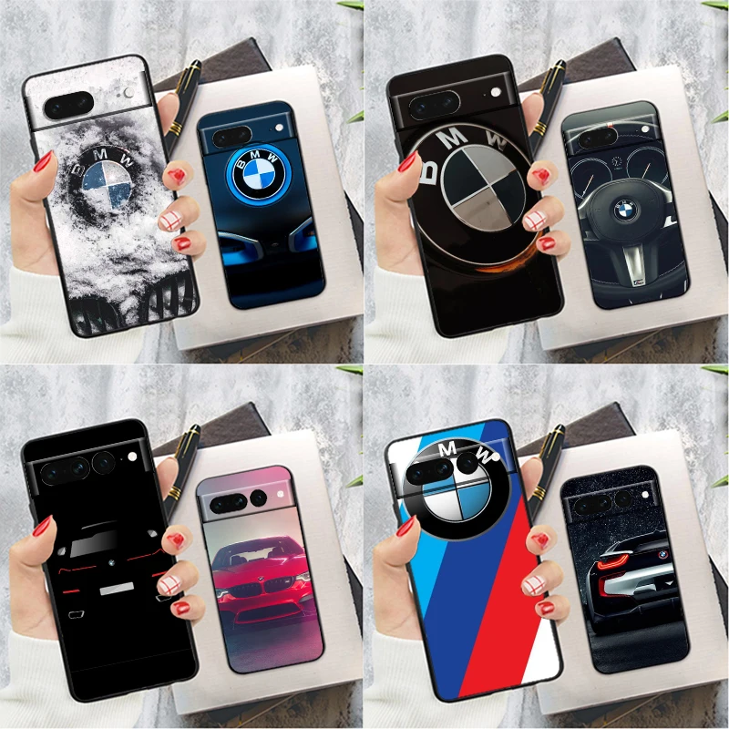

Car Bmw Luxury For Google Pixel 8 7 6 6A 5 4 5A 4A XL Pro 5G Silicone Shockproof Soft TPU Black Phone Case Cover Soft Coque Capa