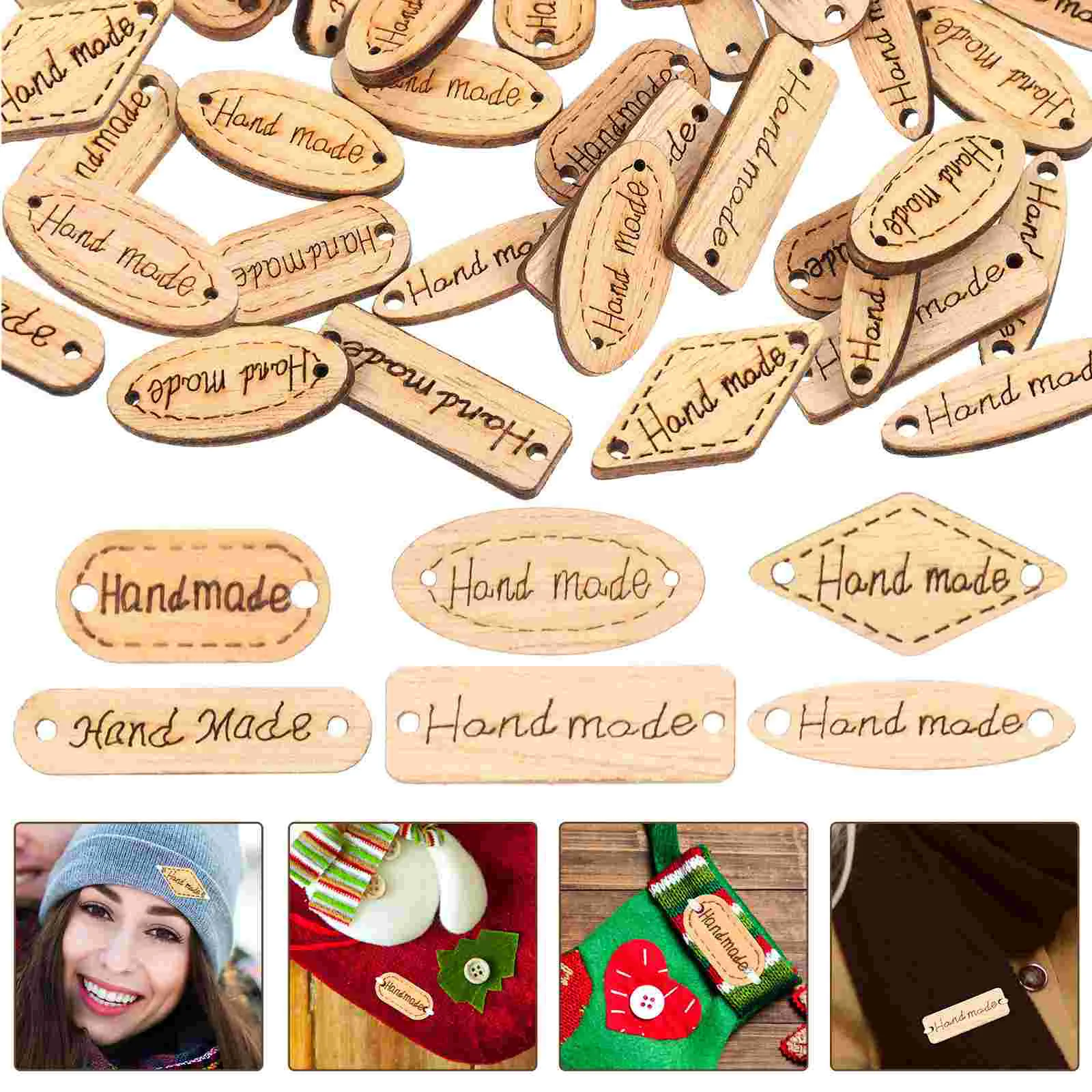 

Button Tag Wooden Label Wood Buttons Tags Natural Sewing Scrapbooking Crafts