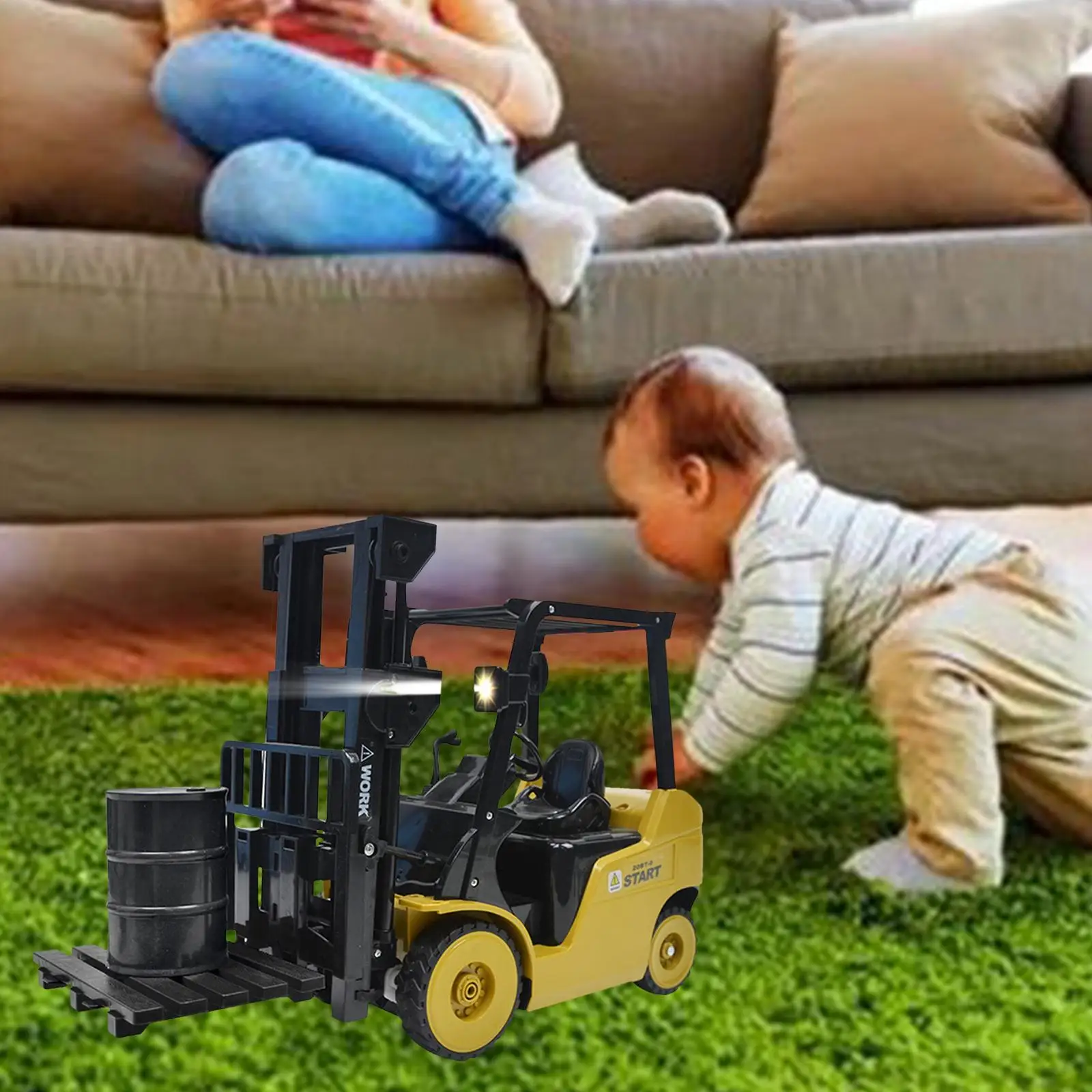 

1:8 Forklift Truck Toys 11-Channel with Pallet and Cargo Engineering Car USB Simulation Engineer Vehicle Model for Boys Children