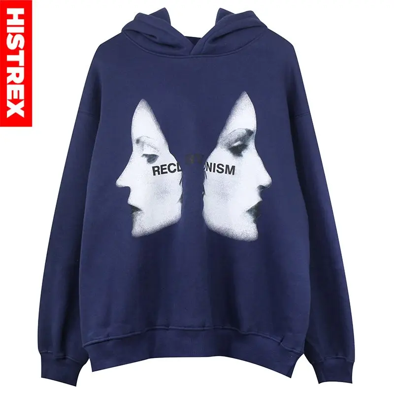 

HISTREX -Мужская толстовка в стиле хип-хоп, уличная толстовка с капюшоном на осень и зиму, флисовый пуловер большого размера в стиле Харадзюку, куртка с капюшоном из 100% хлопка Y2K