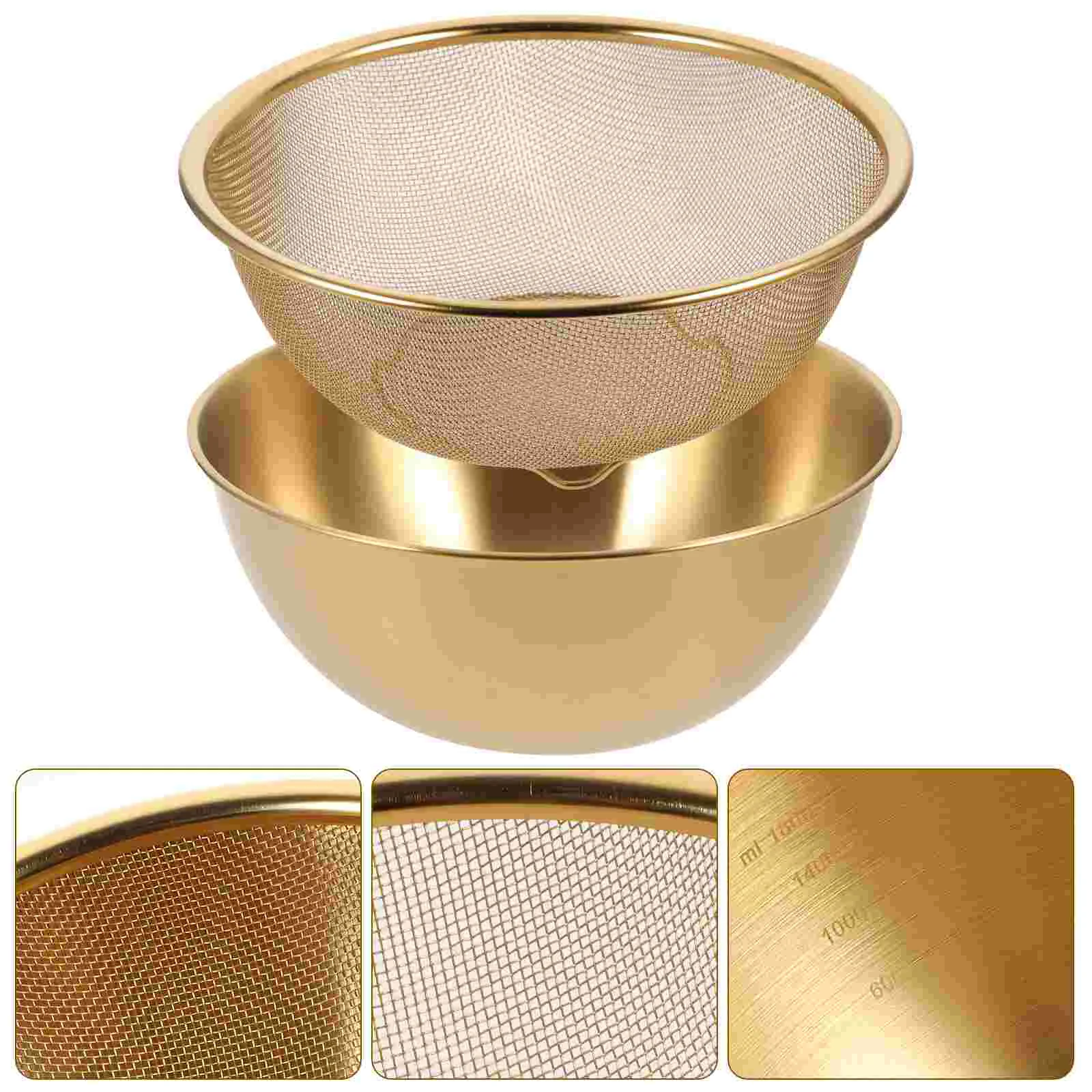 

Stainless Steel Drain Basket Rice Drainer Strainer Fruit Kitchen Countertop Metal Salad Cleaning Bowl Fine Mesh