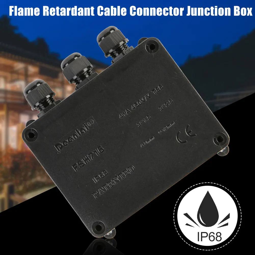 Shell External IP68 Waterproof Outdoor Electrical 3 Way Cable Connector Enclosure Junction Box Flame Retardant Terminal Wire