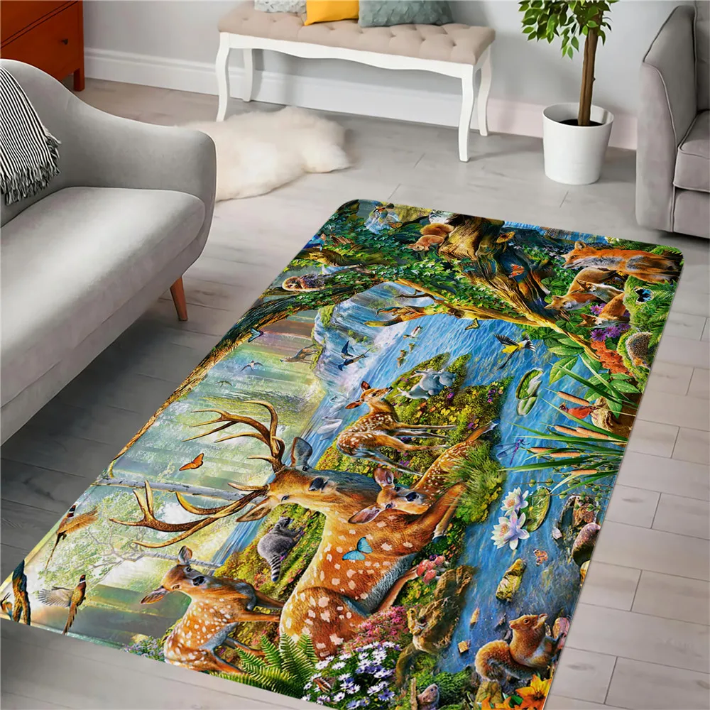 

Ковер CLOOCL с животными, гавайский лес, животные, милый олень, 3D напольный коврик с принтом для гостиной, спальни, модный Декор