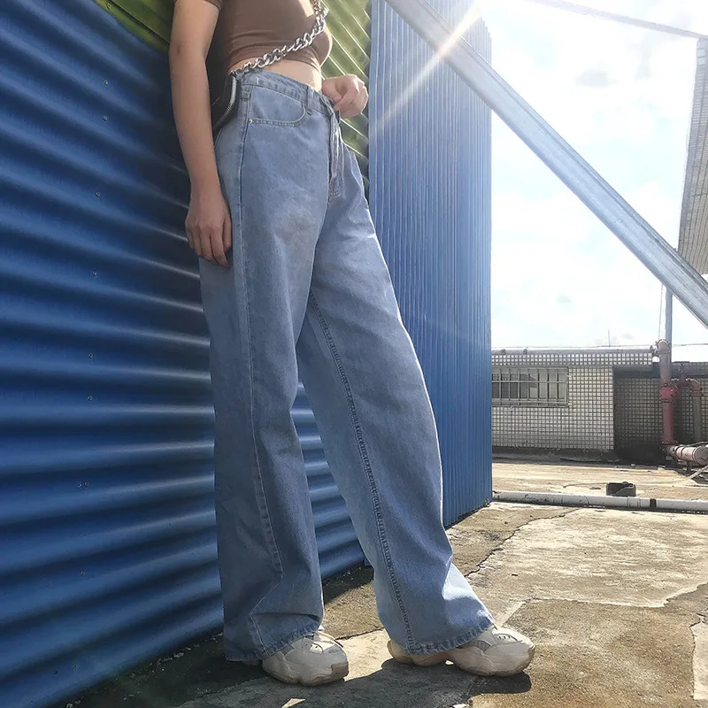 Casual Wide Leg Jeans Loose High Waist Vintage Straight Baggy Jeans Cargo Aesthetic Oversize Denim Trousers Boyfriend Long Pants