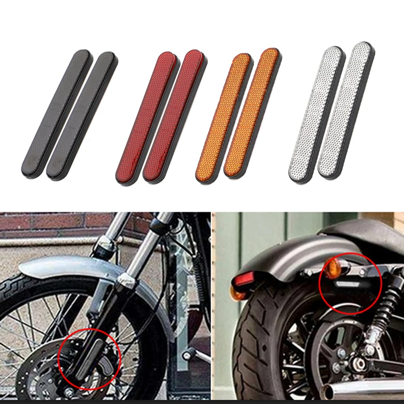 

2Pcs Motorcycle Front Fork Reflector Reflective Sticker Warning Sign for Harley Sportster 883 Softail Dyna Tourng Four Colors