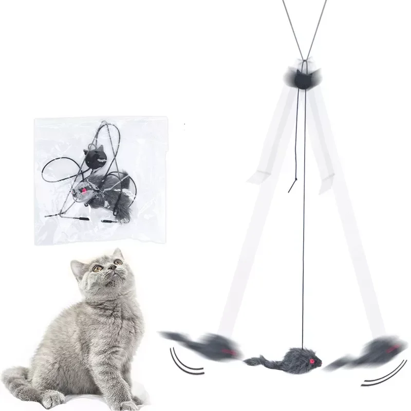 

2023NEW Cat Toys Self-excited Hanging Door Retractable Funny Cat Scratch Rope Mouse Interactive Toy Cat Stick Pet Cat Supplies